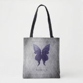 Paarse met juwelen versierde vlinder tote bag (Voorkant)