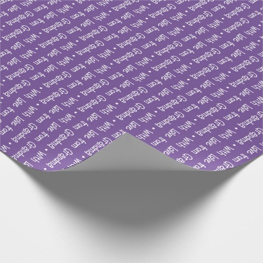 Paarse "met liefde" gepersonaliseerd speels schrij cadeaupapier (Hoek)