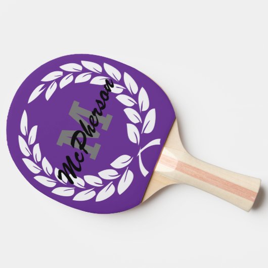 Paarse met Overwinningskrans en Monogram/Naam Tafeltennisbatje (Zijkant)