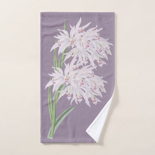 Paarse met Pastel Roze Orchideeën Bloemen Bad Handdoek (Handdoek)