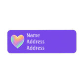 Paarse met Rainbow Heart Return Adreslabels Etiket (Voorkant)