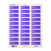 Paarse met Rainbow Heart Return Adreslabels Etiket (Full Sheet)