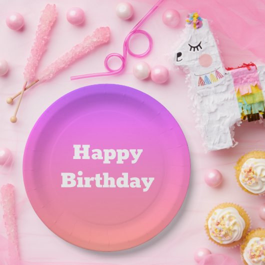 Paarse met roze papieren bordje (Feest)