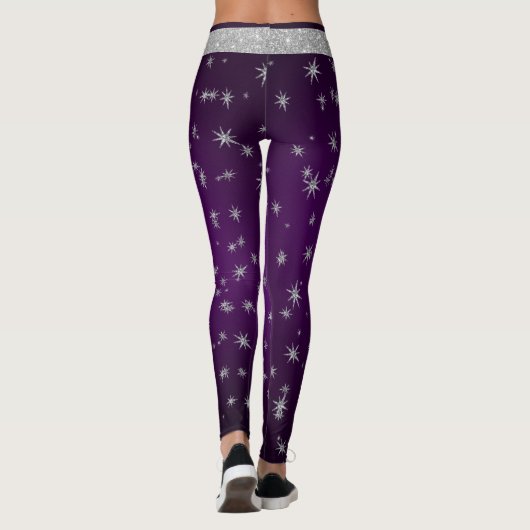 Paarse met Silver Stars Leggings (Achterkant)