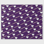 Paarse met wit hart cadeaupapier (Vlak)