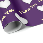 Paarse met wit hart cadeaupapier (Rol Hoek)