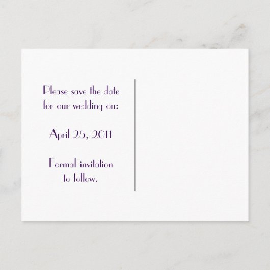 Paarse met witte bloemenwervelingen Bewaar de datu Aankondigingskaart (Achterkant)