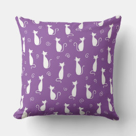 PAARSE MET WITTE KAT SILHOUETTEN KUSSEN