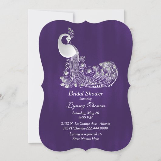 Paarse met Witte Pauw Vrijgezellenfeest Kaart (Voorkant)