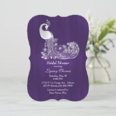 Paarse met Witte Pauw Vrijgezellenfeest Kaart (Staand voorkant)