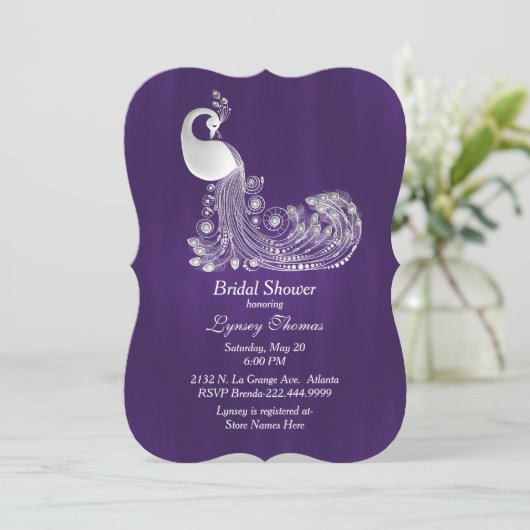 Paarse met Witte Pauw Vrijgezellenfeest Kaart (Staand voorkant)