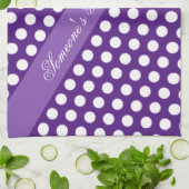 Paarse met witte polka-stippen theedoek (Gevouwen)