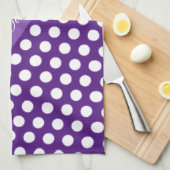 Paarse met witte polka-stippen theedoek (Quarter Fold)