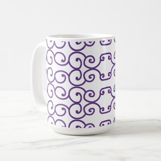 Paarse met witte rollen koffiemok (Voorkant links)