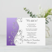  Paarse met  zilveren bloemenwervelingen Kaart (Staand voorkant)