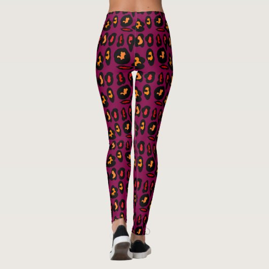 Paarse met zwart rood en marmelade kleine patroont leggings (Achterkant)
