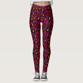 Paarse met zwart rood en marmelade kleine patroont leggings (Voorkant)