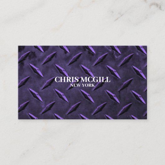 Paarse metaaltextuur Custom Construction Worker Visitekaartje (Voorkant)