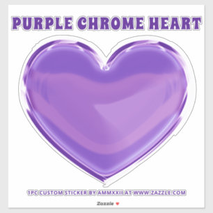 Paarse Metal Chrome Heart Sticker