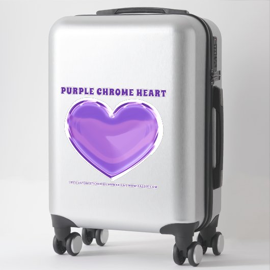 Paarse Metal Chrome Heart Sticker (Koffer)