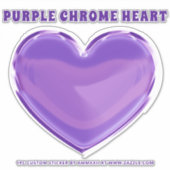 Paarse Metal Chrome Heart Sticker (Voorkant)