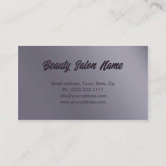 Paarse Metal Curves Kapsel Stylist Kaart Visitekaartje (Achterkant)
