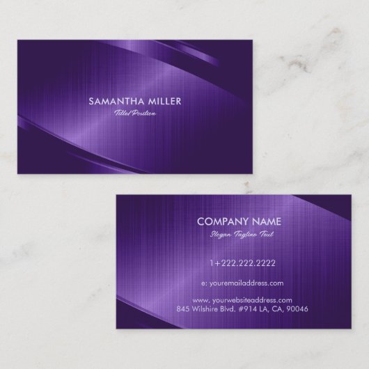 Paarse metalen aluminium blikjes visitekaartje (Voorkant / Achterkant)