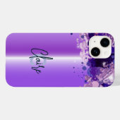 Paarse metalen artistieke luxe grafische vormgevin Case-Mate iPhone case (Achterkant (horizontaal))