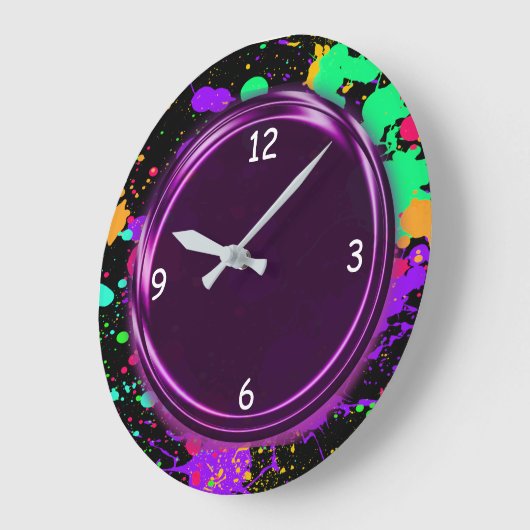 Paarse, metalen blik, neoneffect, wandklok (Hoek)