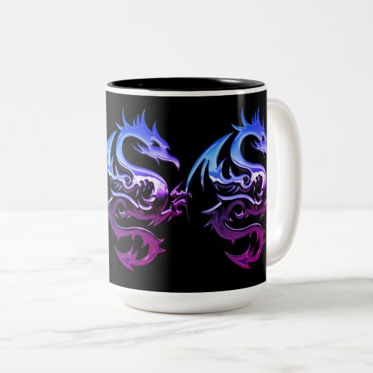 Paarse metalen dragon tweetone koffie Mok (Voorkant rechts)