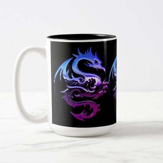 Paarse metalen dragon tweetone koffie Mok (Links)