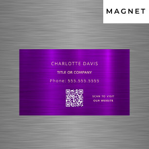 Paarse metalen minimalistische elegante QR-code Magnetisch Visitekaartje