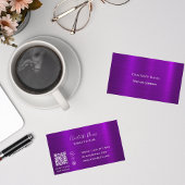 Paarse metalen minimalistische elegante QR-code Visitekaartje