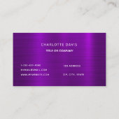 Paarse metalen monogram minimalistisch elegant visitekaartje (Achterkant)