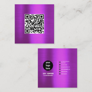 Paarse Metalen QR Code Zakelijk Logo Visitekaartje
