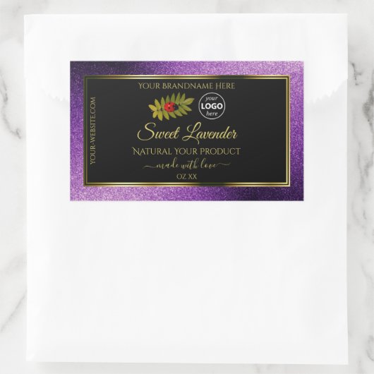 Paarse metalen zwarte gelaatslabels Logo Rechthoekige Sticker (Tas)