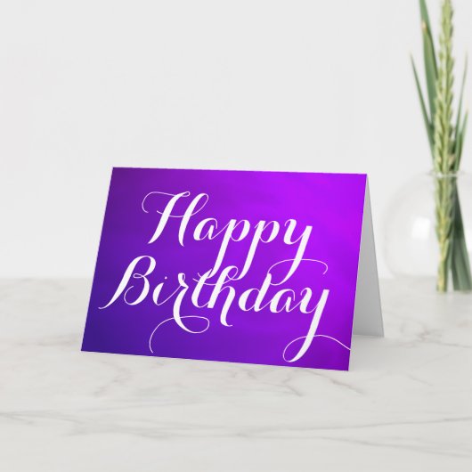 Paarse Metallic Happy Birthday Kaart met Boodschap (Voorkant)