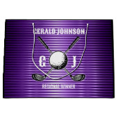 Paarse Metallic Lines Golf Monogram Ontwerp Groot Cadeauzakje (Voorkant)