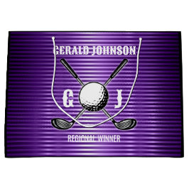 Paarse Metallic Lines Golf Monogram Ontwerp Groot Cadeauzakje