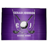 Paarse Metallic Lines Golf Monogram Ontwerp Groot Cadeauzakje (Achterkant)