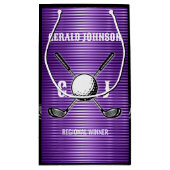 Paarse Metallic Lines Golf Monogram Ontwerp Klein Cadeauzakje (Achterkant)