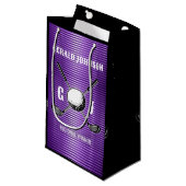 Paarse Metallic Lines Golf Monogram Ontwerp Klein Cadeauzakje (Voorkant Gekanteld)