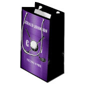 Paarse Metallic Lines Golf Monogram Ontwerp Klein Cadeauzakje (Achterkant Gekanteld)