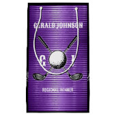 Paarse Metallic Lines Golf Monogram Ontwerp Klein Cadeauzakje (Voorkant)