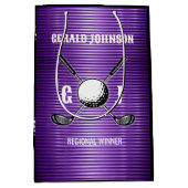 Paarse Metallic Lines Golf Monogram Ontwerp Medium Cadeauzakje (Voorkant)