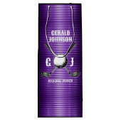 Paarse Metallic Lines Golf Monogram Ontwerp Wijn Cadeautas (Achterkant)