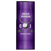 Paarse Metallic Lines Golf Monogram Ontwerp Wijn Cadeautas (Voorkant)