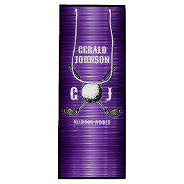Paarse Metallic Lines Golf Monogram Ontwerp Wijn Cadeautas