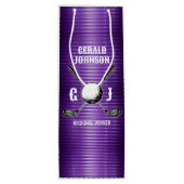Paarse Metallic Lines Golf Monogram Ontwerp Wijn Cadeautas (Achterkant)