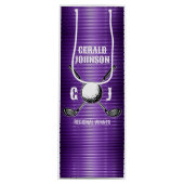 Paarse Metallic Lines Golf Monogram Ontwerp Wijn Cadeautas (Voorkant)